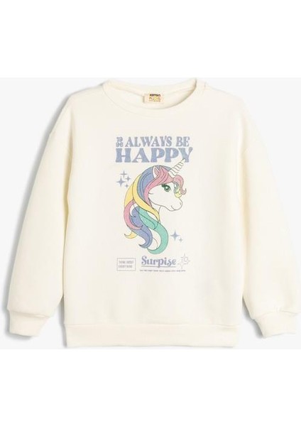 Unicorn Sweatshirt Uzun Kollu Bisiklet Yaka Şardonlu Pamuklu