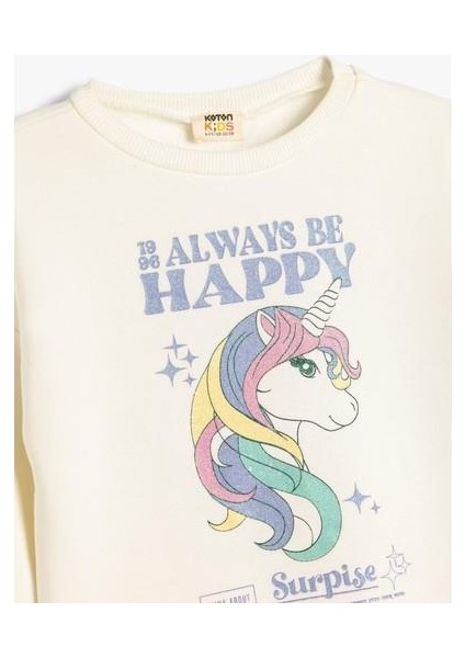 Unicorn Sweatshirt Uzun Kollu Bisiklet Yaka Şardonlu Pamuklu modelleri