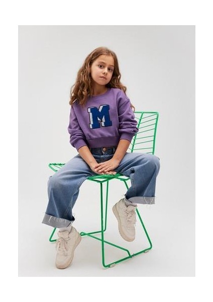 M Logo Baskılı Mor Sweatshirt 7S10079-88135
