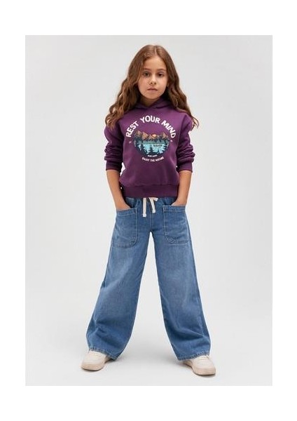 Baskılı Mor SWEATSHIRT7S10060-70577