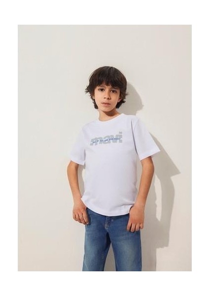 Mavi Logo Baskılı Beyaz Tişört 6610286-620