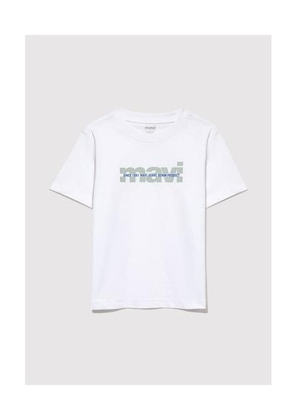 Mavi Logo Baskılı Beyaz Tişört 6610286-620