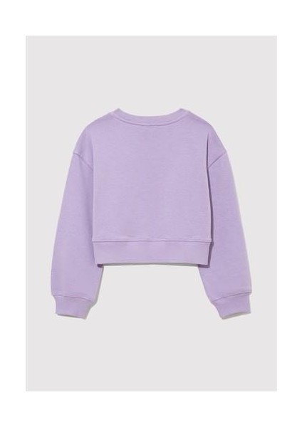 Mavi Logo Baskılı Crop Mor Sweatshirt 7S10097-86954