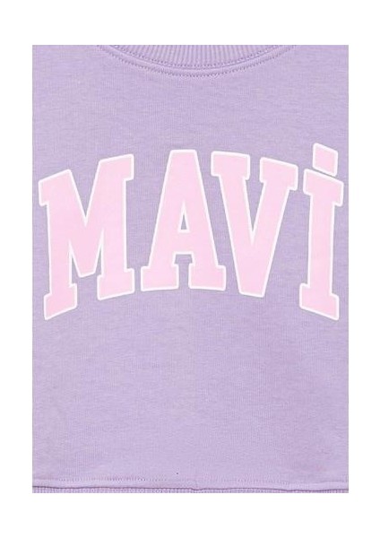 Mavi Logo Baskılı Crop Mor Sweatshirt 7S10097-86954