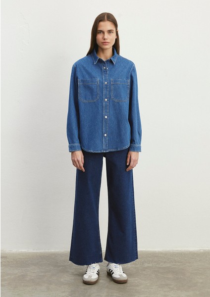 Alesta Classic Denim Koyu Mavi Vintage Jean Gömlek 1210780-87096 modelleri