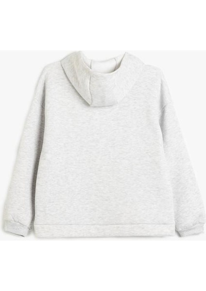 Kapşonlu Sweatshirt Kanguru Cepli Uzun Kollu Yıldız Baskılı Şardonlu