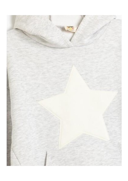 Kapşonlu Sweatshirt Kanguru Cepli Uzun Kollu Yıldız Baskılı Şardonlu modelleri