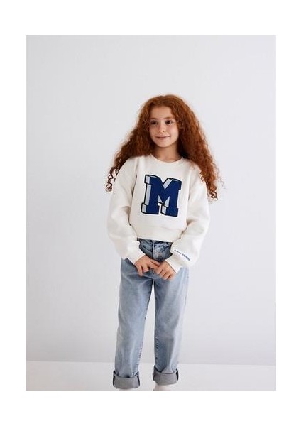 M Logo Baskılı Ekru Sweatshirt 7S10079-70057 fiyatları