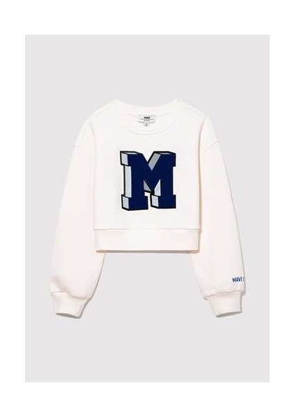 M Logo Baskılı Ekru Sweatshirt 7S10079-70057 modelleri