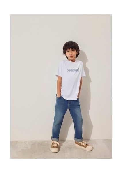 Mavi Logo Baskılı Beyaz Tişört 6610286-620