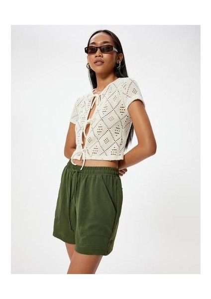 Cepli Şort Rahat Kalıp Beli Bağlamalı Aerobin Kumaş