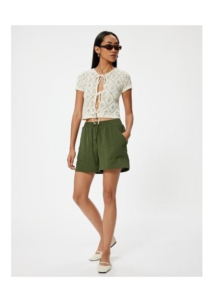 Cepli Şort Rahat Kalıp Beli Bağlamalı Aerobin Kumaş fiyatları