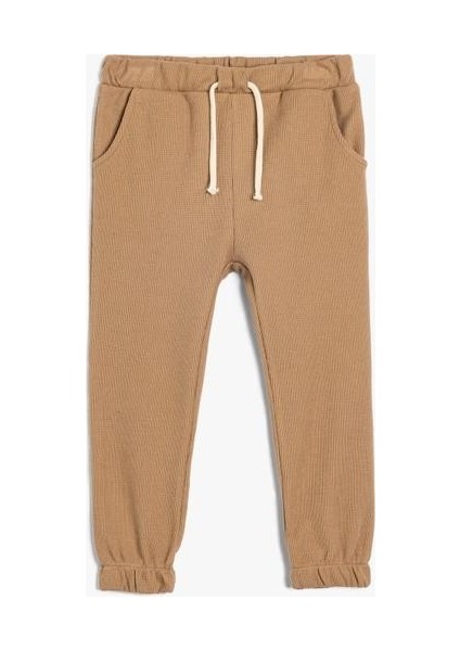 Basic Jogger Eşofman Altı Beli Bağlamalı Dokulu Pamuklu