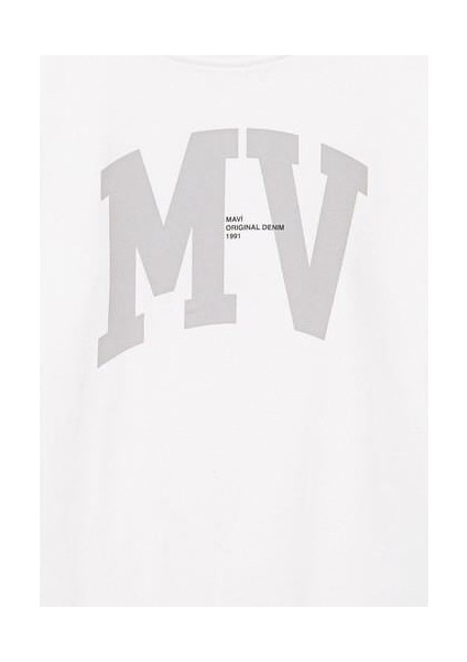 Mv Logo Baskılı Beyaz T-Shirt 6610213-70057 fırsatları