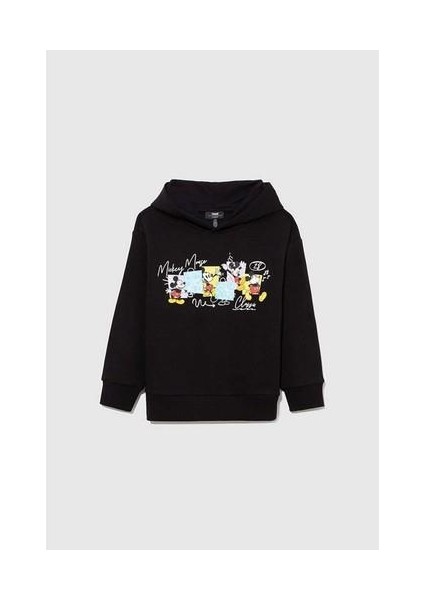 M6S10088-900 Erkek Çocuk Mıckey Baskılı Kapüşonlu Sweatshirt
