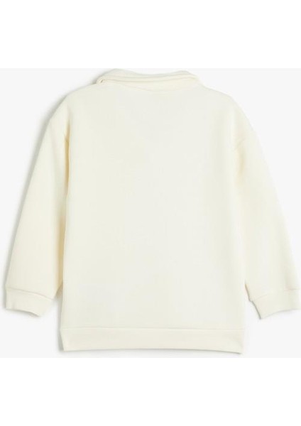 Polo Yaka Sweatshirt Köpek Baskılı Uzun Kollu Şardonlu fiyatları