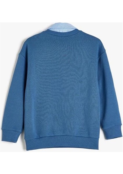 Erkek Çocuk Okul Sweatshirt Basic Okul Gömleği Yaka Detaylı Uzun Kollu Pamuklu fiyatları