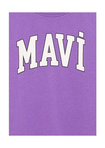 Mavi Logo Baskılı Mor Tişört 6610030-70606