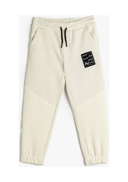 Jogger Eşofman Altı Beli Bağlamalı Şardonlu Renk Bloklu