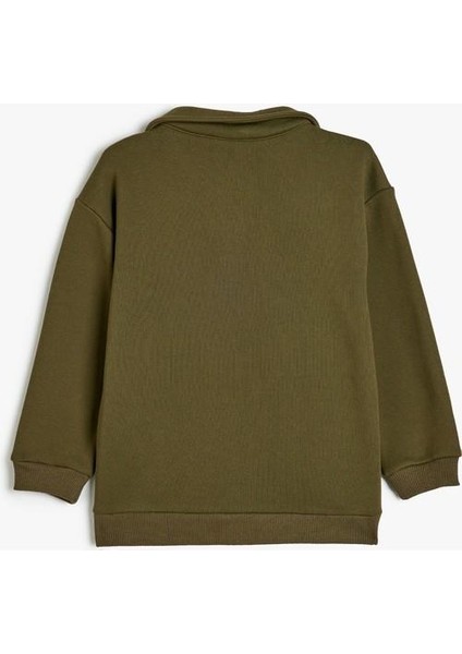 Polo Yaka Sweatshirt At Baskılı Uzun Kollu Şardonlu fiyatları