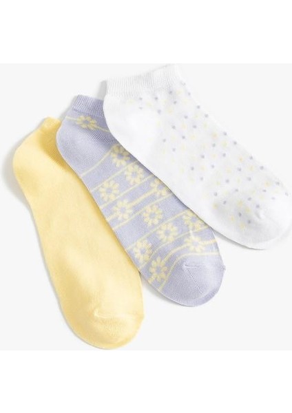 Patik Çorap Seti 3'lü Çiçekli Çok Renkli