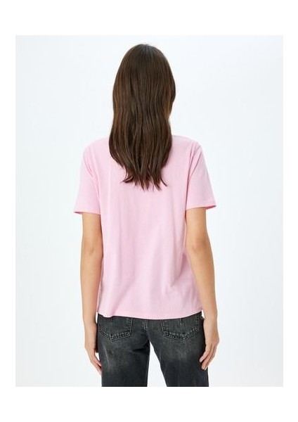 Bisiklet Yaka Kısa Kollu Pamuklu Baskılı T-Shirt fırsatları