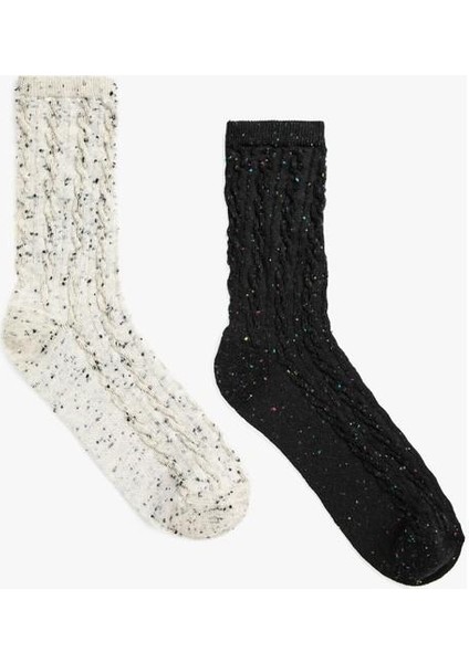 2'li Desenli Soket Çorap
