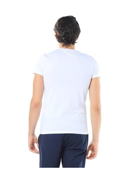 Erkek V Yaka Streç Beyaz Basic Tişört 061748-620 modelleri