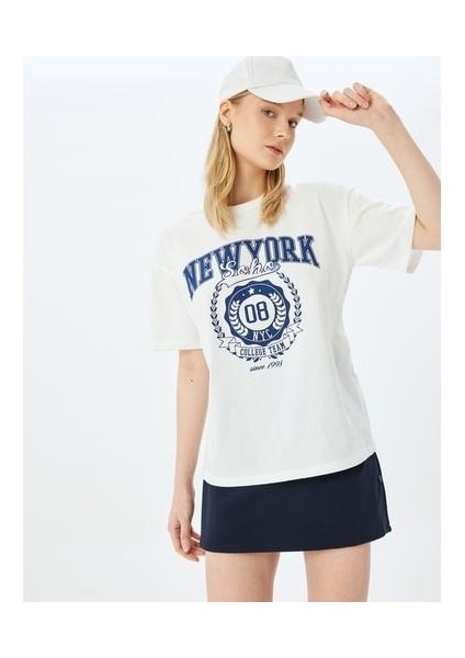 Kolej Baskılı Bisiklet Yaka Kısa Kollu T-Shirt fiyatları