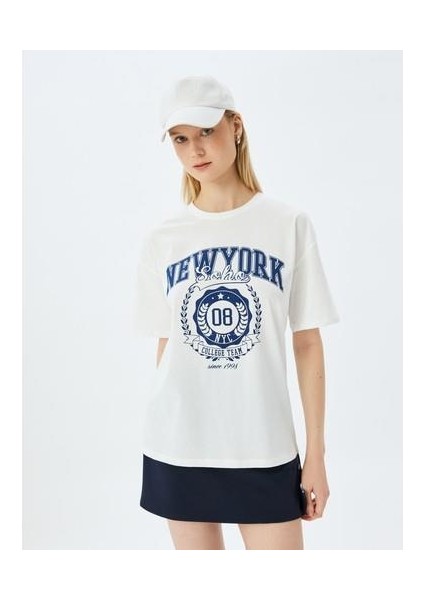 Kolej Baskılı Bisiklet Yaka Kısa Kollu T-Shirt modelleri