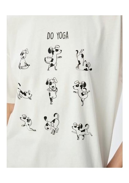 Oversize T-Shirt Baskılı Bisiklet Yaka Kısa Kollu Pamuklu