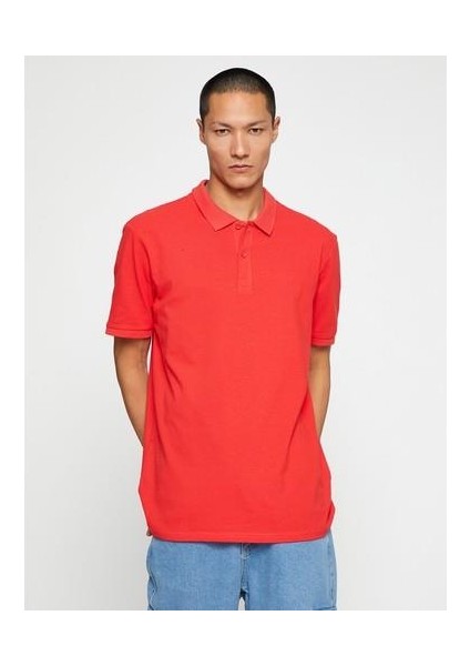 Basic Tişört Polo Yaka Düğmeli Dar Kesim