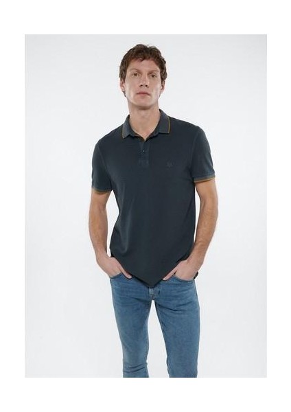 Şerit Detaylı Antrasit Polo Tişört 065920-30653