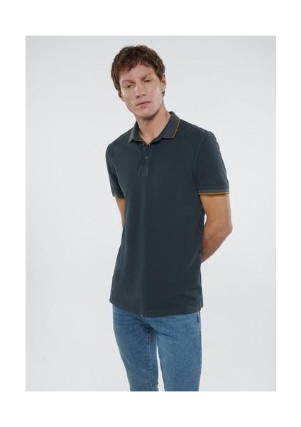 Şerit Detaylı Antrasit Polo Tişört 065920-30653