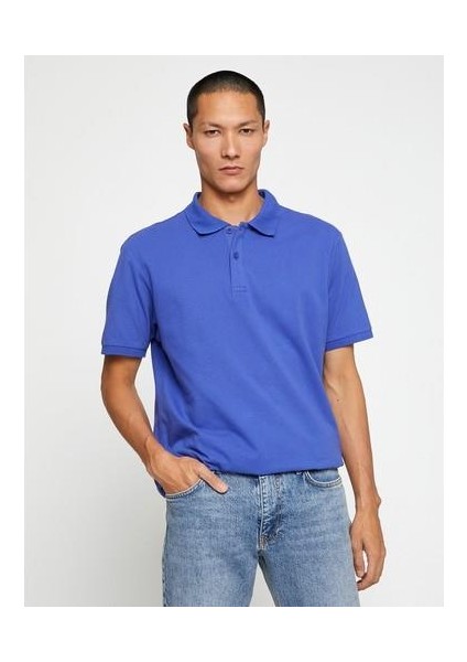 Basic Tişört Polo Yaka Düğmeli Dar Kesim