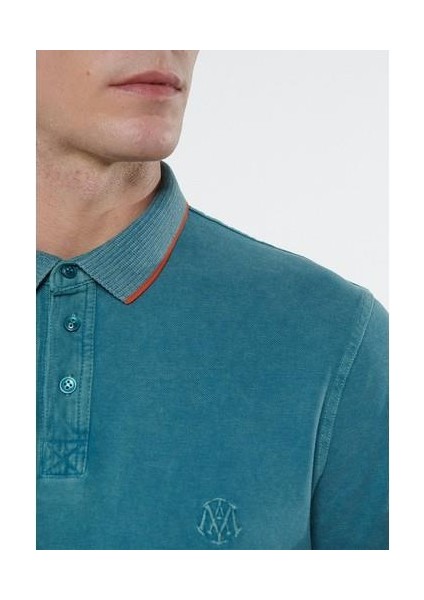 Renkli Şerit Detaylı Yeşil Polo Tişört 065920-30708 indirimleri