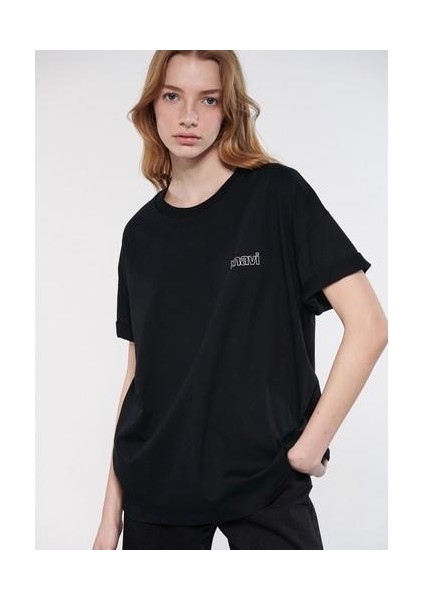 Mavi Logo Baskılı Siyah Tişört 1611309-900