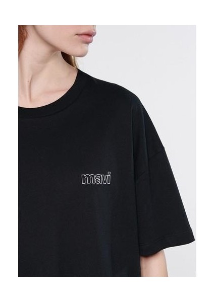 Mavi Logo Baskılı Siyah Tişört 1611309-900