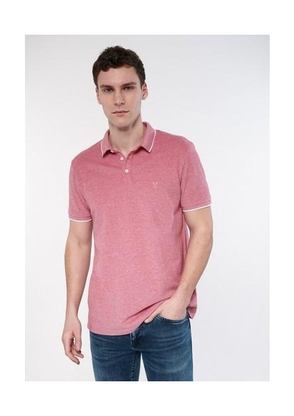 Erkek Şerit Detaylı Kırmızı Polo Tişört 065900-33203