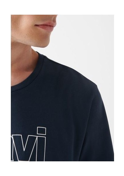 Mavi Logo Baskılı Lacivert Tişört 065781-28417