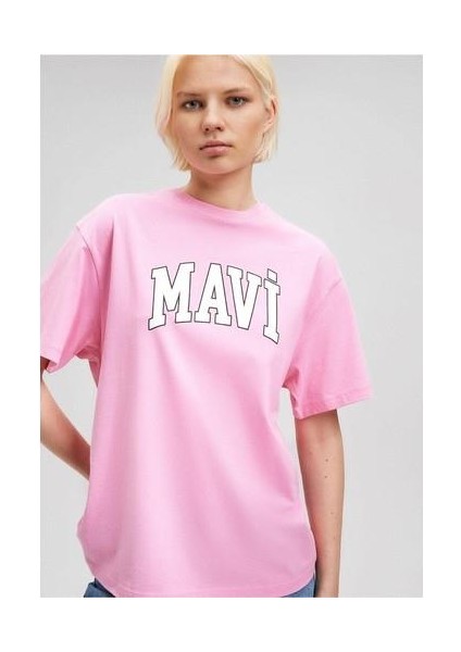 Mavi Logo Baskılı Pembe Tişört 1600843-71033