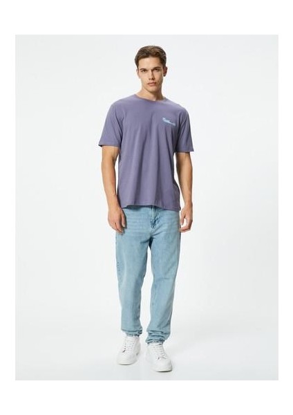 Slogan Baskılı Tişört Kısa Kollu Bisiklet Yaka Pamuklu fiyatları