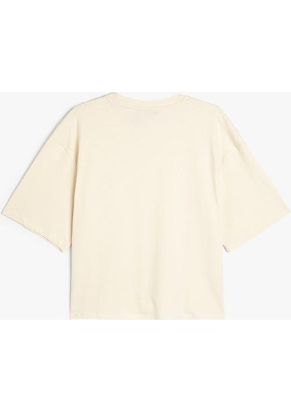 Basic Tişört Crop Fit Bisiklet Yaka Kısa Kollu Pamuklu
