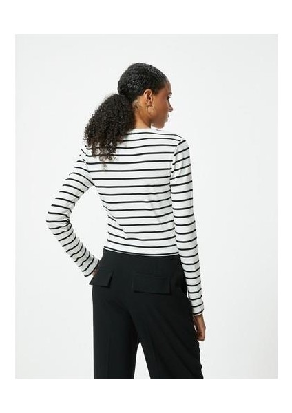 Uzun Kollu Crop T-Shirt Bisiklet Yaka Slim Fit Pamuklu fiyatları