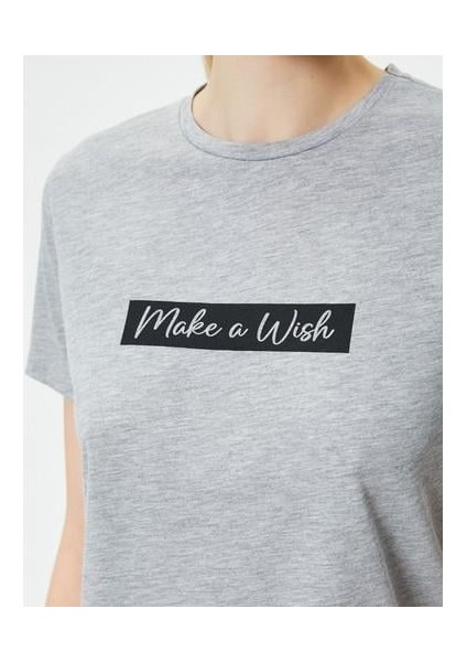 Slogan Baskılı T-Shirt Kısa Kollu Bisiklet Yaka indirimleri