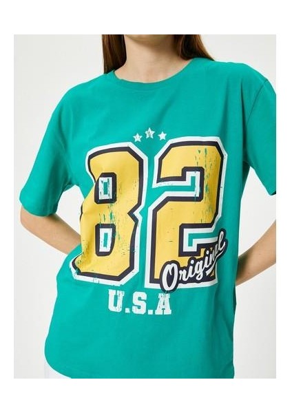 Baskılı Tişört Rahat Kalıp Kısa Kollu Bisiklet Yaka Pamuklu fırsatları