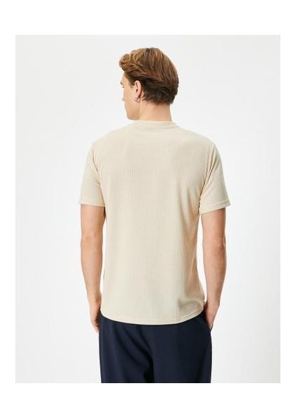 Slim Fit Tişört Bisiklet Yaka Kısa Kollu Dokulu