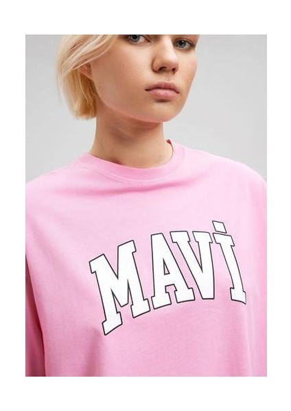 Mavi Logo Baskılı Pembe Tişört 1600843-71033