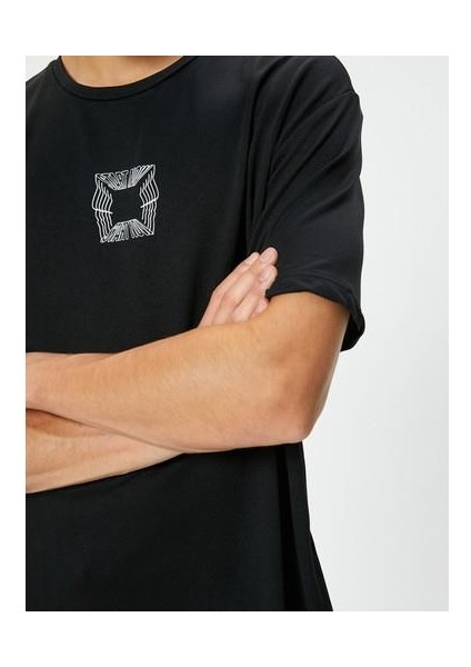 Spor Tişört Slogan Baskılı Bisiklet Yaka Kısa Kollu modelleri