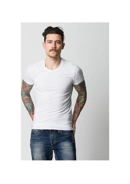 Erkek Beyaz Basic Tişört 061747-620 fiyatları
